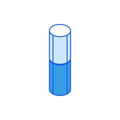 Isometric icon in outline. Modern flat vector Illustration. Low poly round cylinder bottle symbol.
