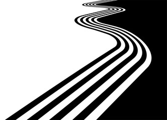 Transition from black to white with curved parallel lines in retro style. Basis for packaging design, printing, advertising. Modern pattern. Divided vector background.
