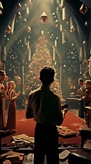Classic Christmas Xmas Holiday Photo of Family, Christmas Tree, Christmas Lights, and more 