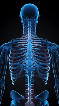 a skeleton with red and blue veins