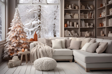 Wohnzimmer mit Weihnachtsbaum