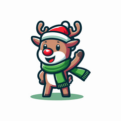 Cute vector illustration of christmas deer xmas reindeer. Ai Generated
