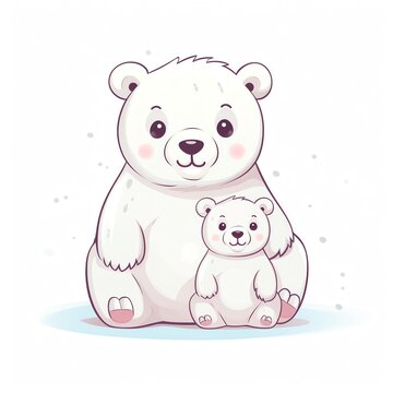 a cartoon of a polar bear and a baby bear