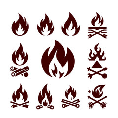 Fire icons set. Fire flame symbol.