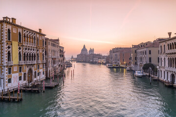 Fototapeta na wymiar Italy, Venice, cityscape with Grand Canal in twilight