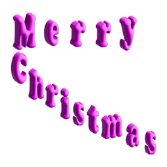 3d text with letters Merry Christmas. Vector, pink color.