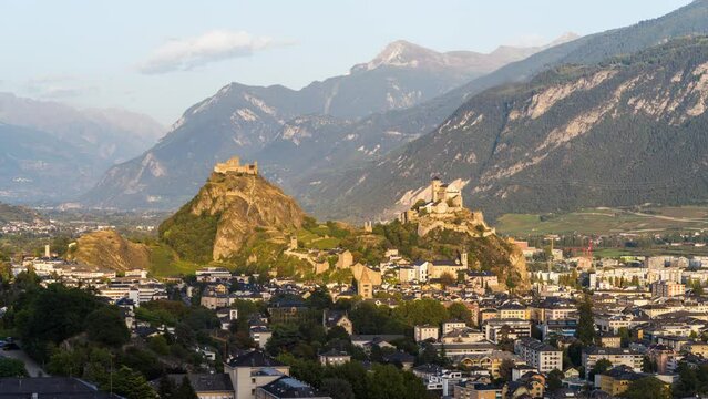 Sion, Switzerland in the Canton of Valais at Blue Hour