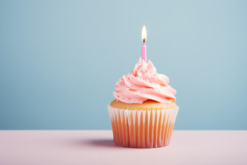 Birthday cupcake with candle