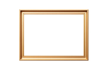 Gold gilt landscape picture frame with an empty blank canvas for use as a border or home décor, png file cut out and isolated on a transparent background, computer Generative AI stock illustration