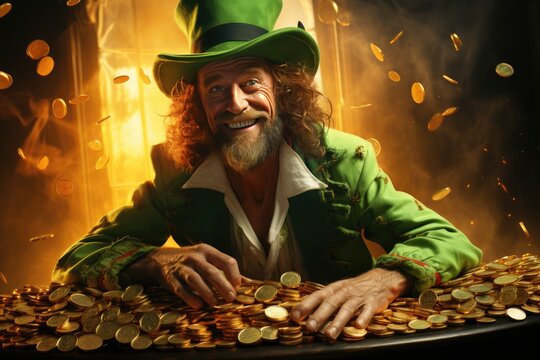 Leprechaun with Gold Coins: An Enchanting Look on St. Patrick's Day