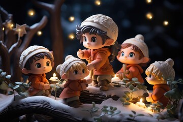Cartoon fairies and elves transform a fairytale forest for Christmas