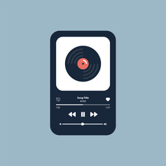 Vector illustration music player, mockup. Music application. UI. UX. User interface, user experience. Application for music on your phone.