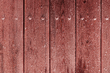Wooden rustic background with snow. Old boards. Can be used as space for text or image. top view