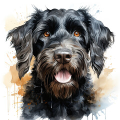watercolor Black Russian Terrier clipart