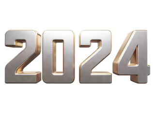 3d render realistic gold stamp or logo new year 2024