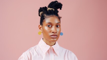 Obraz premium Chic woman with varied skin tones in a closeup portrait.