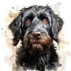 watercolor Black Russian Terrier clipart