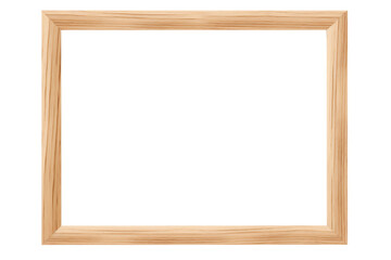 Wooden oak landscape brown  picture frame with an empty blank canvas for use as a border, png file cut out and isolated on a transparent background, computer Generative AI stock illustration 