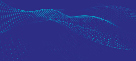 Abstract digital particle wave. Futuristic dot wave. Dynamic wave of luminous dots. Futuristic background for presentation design. Technology background vector. Vector illustration