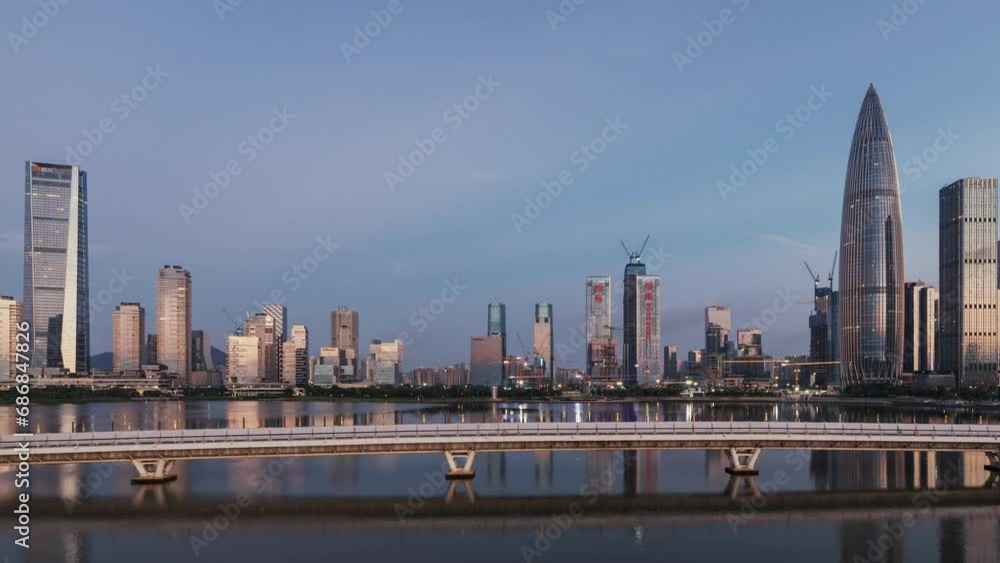 Canvas Prints Time lapse view of urban modern skyscraper buildings in Shenzhen city