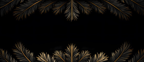 Naklejka premium Christmas fir branches on a black background - copy space