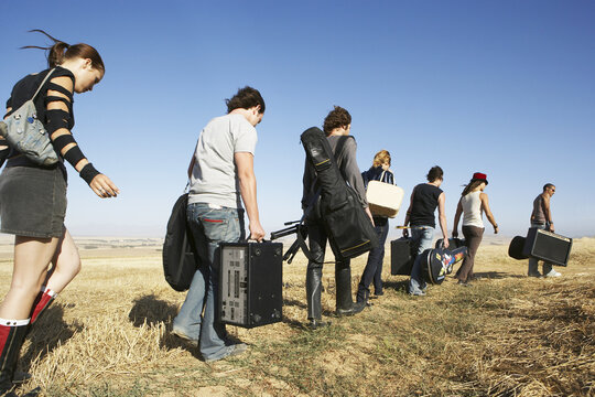 Rock Band Walking Outdoors