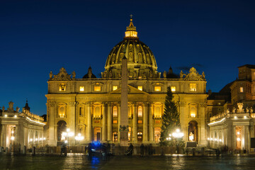 Fototapeta na wymiar Vatican basilica at sunset Rome Italy 