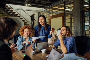 Creative Team Meeting in Modern Office Space