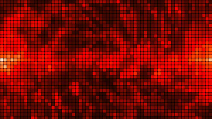 Red mosaic background in technology concept. Abstract red LED squares. Technology digital square red color background. Red pixel grid background. 3D rendering