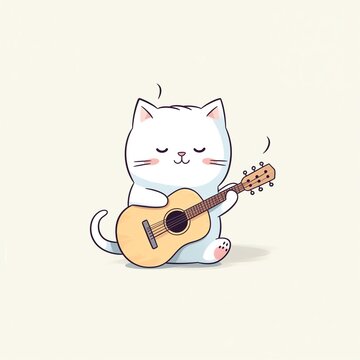a cartoon cat playing a guitar