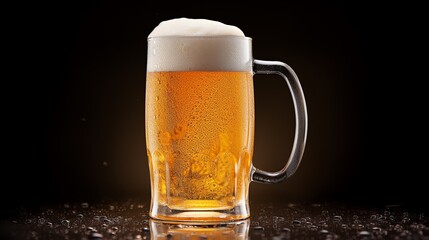 a glass of beer with foam in it