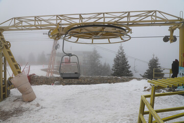 Ski lift station in mountains, Uludag, BURSA - Turkiye