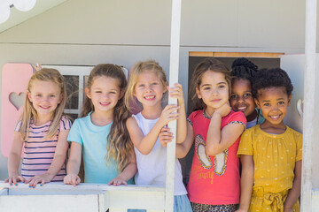 Portrait of smiling girls in kindergarten