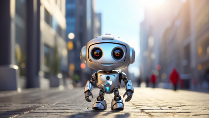 Cute little robot on the street