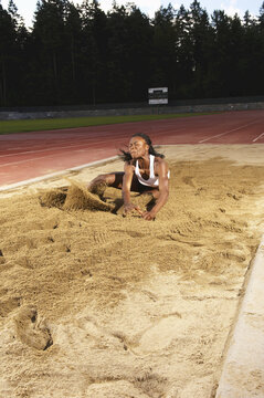 Woman Landing Long Jump