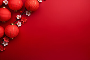 Traditional chinese red lantern. Chinese lunar new year background - obrazy, fototapety, plakaty