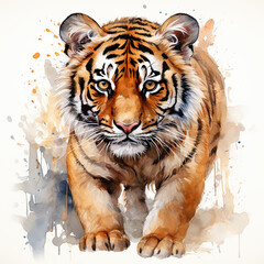 Obraz premium watercolor Tiger clipart, Generative Ai