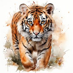 Naklejka premium watercolor Tiger clipart, Generative Ai