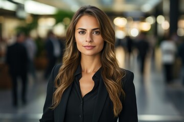 Confident Professional Woman in Modern Business Environment
