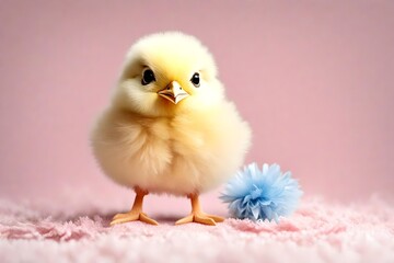 This adorable ensemble, combined with the genuine features of the chick, creates a heartwarming and charming scene, highlighting the cuteness of the real chick.