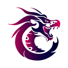 Silhouette of dragon's head with gradient. Minimalistic modern design, symbol 2024 Chinese calendar. Logo, icon, element for presentations