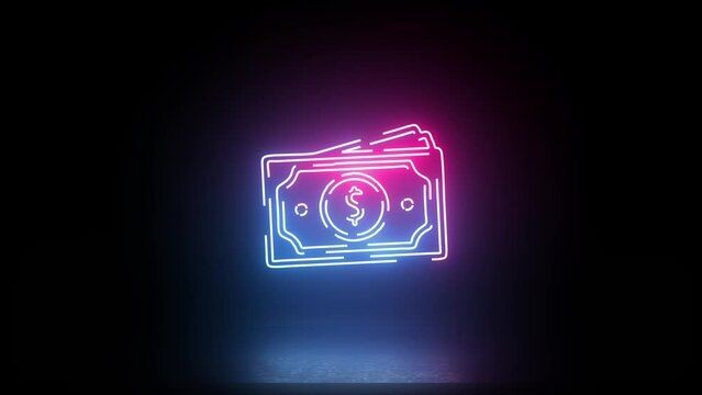 Money Icon Doodle loop glowing animation effect 2K 4K HD