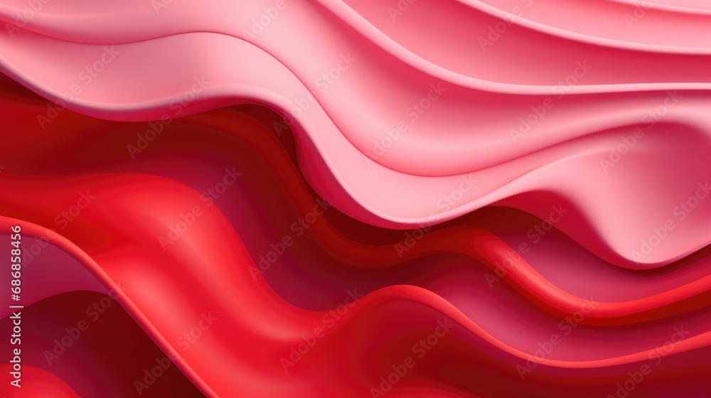 Poster abstract red and pink waves create a trendy and elegant 3d wavy geometry wallpaper with smooth surfa