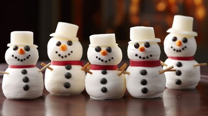  a close up of a snowman figurine with a snowman figure in the middle and a snowman figure in the middle.