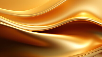 Abstract 3d background with smooth and flowing waves. Contrasting gold colors.