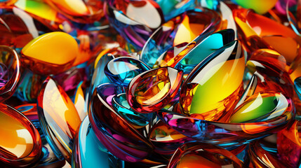 Colorful Glass 3D Object, abstract, liquid colorful glass,  wallpaper background