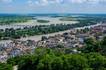 Haridwar city, aerial view from Shrai Mata Mansa Devi Mandir Temple, Hardwar. India