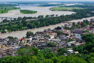 Fototapeta na wymiar Haridwar city, aerial view from Shrai Mata Mansa Devi Mandir Temple, Hardwar. India