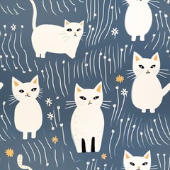 a pattern of white cats