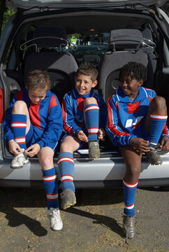 Soccer Players Getting Ready